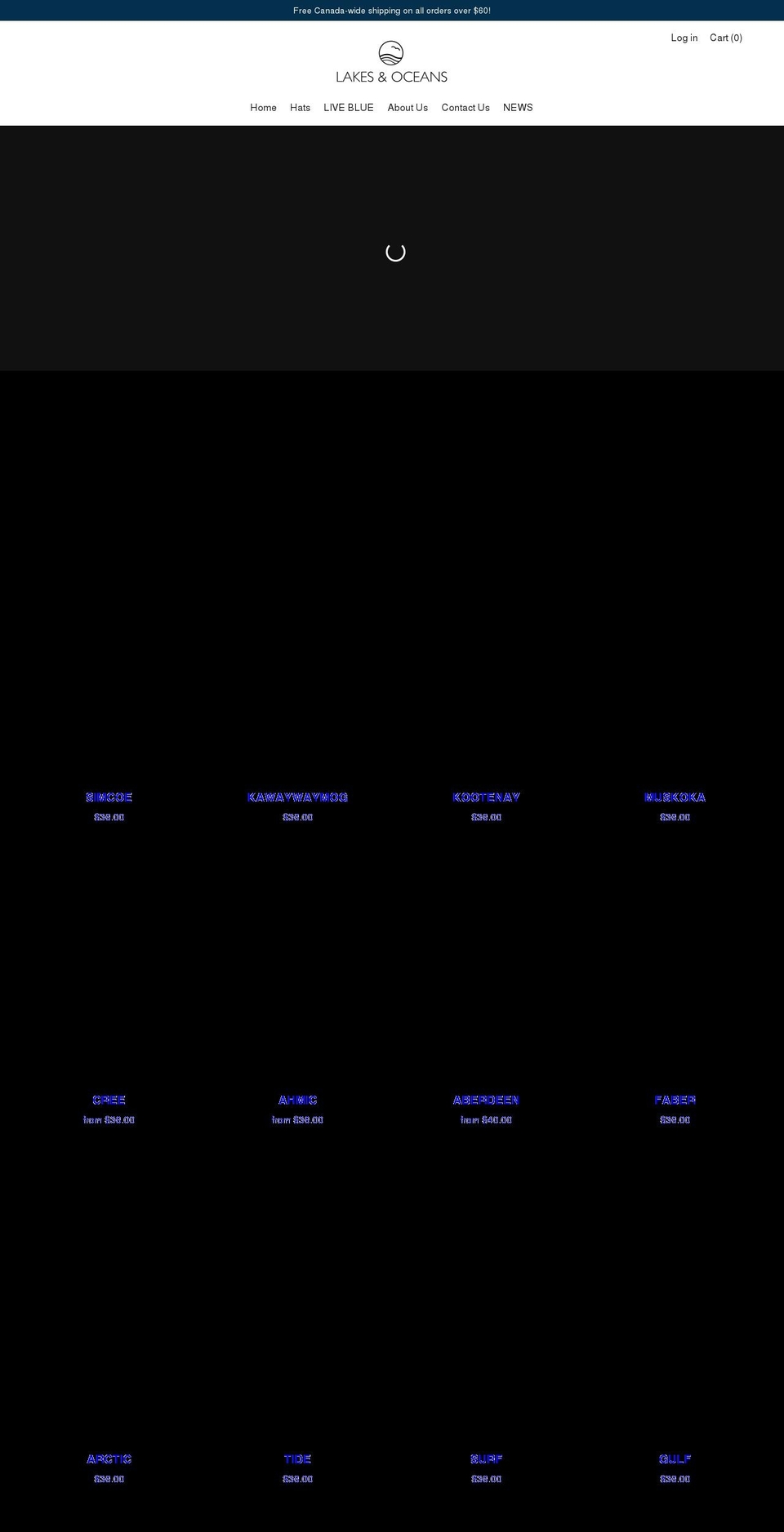 lakesoceans.com shopify website screenshot