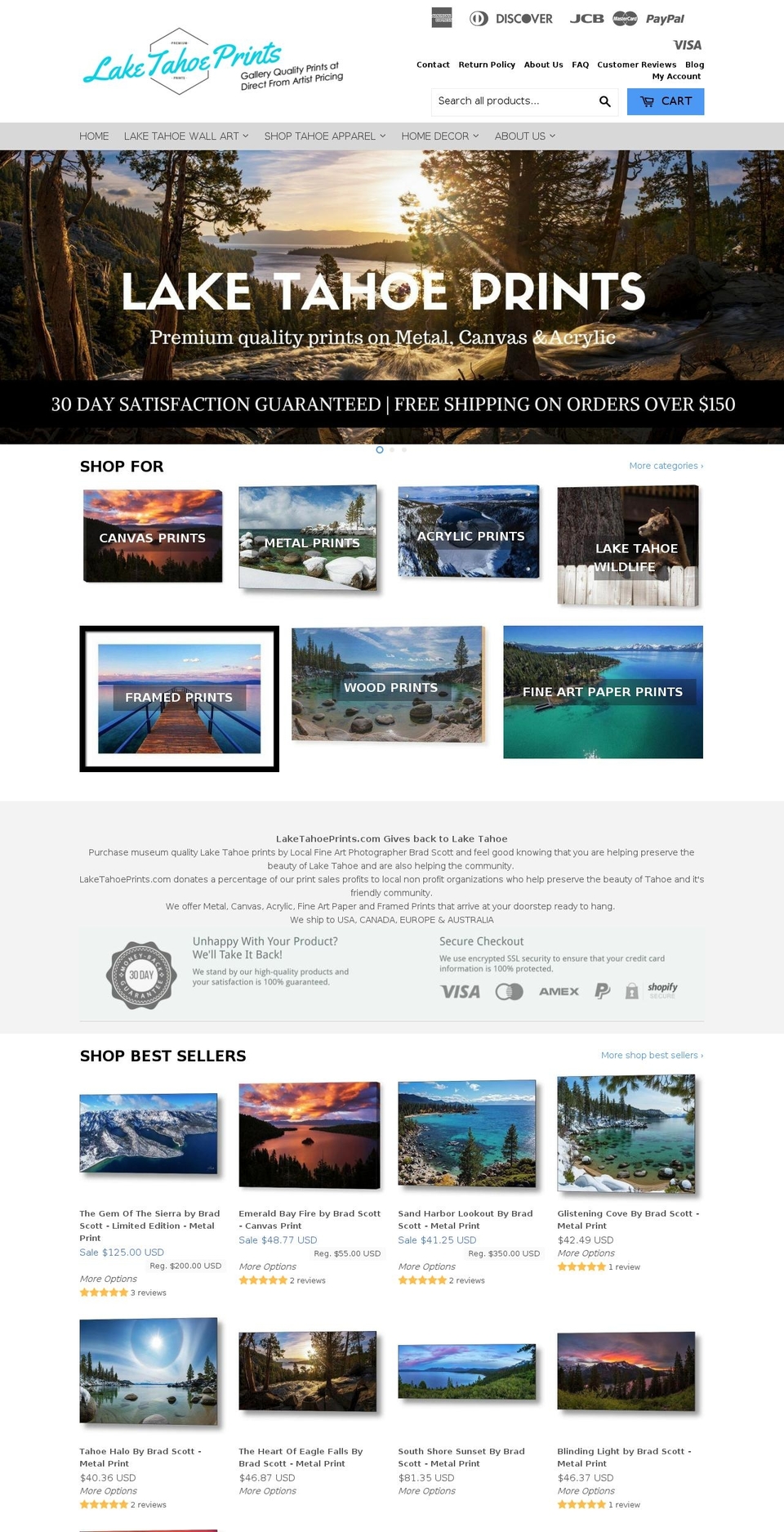 dsl-theme-- Shopify theme site example laketahoeprints.com