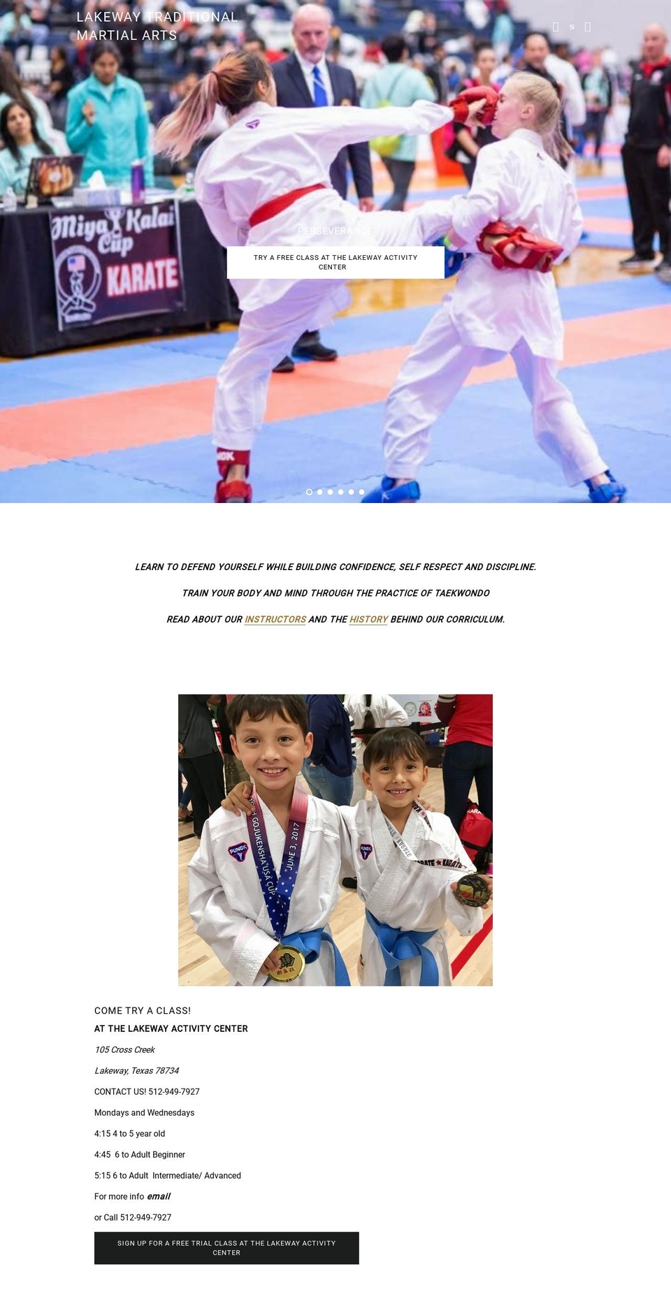 lakewaytraditionalmartialarts.com shopify website screenshot