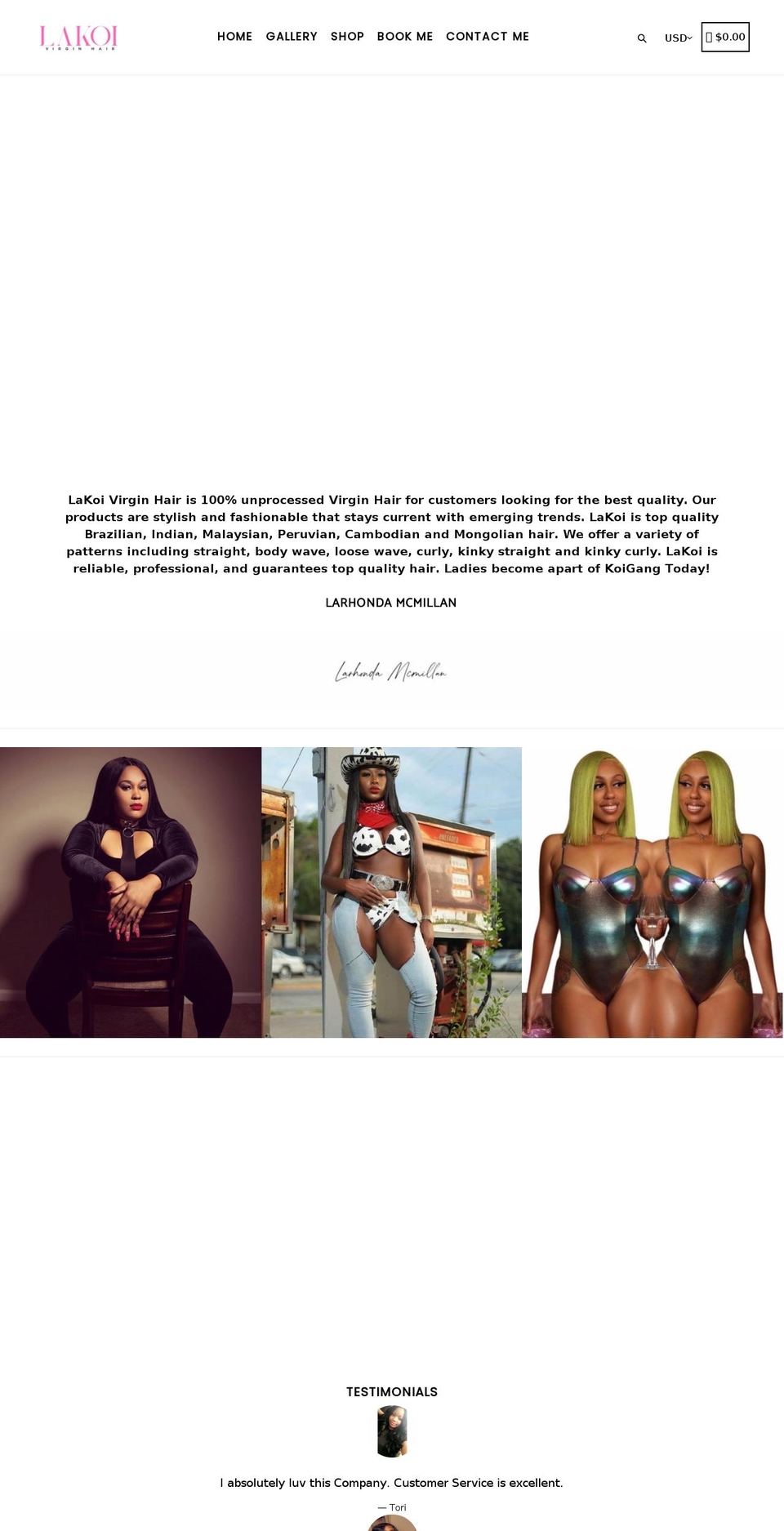 lakoivirginhair.com shopify website screenshot