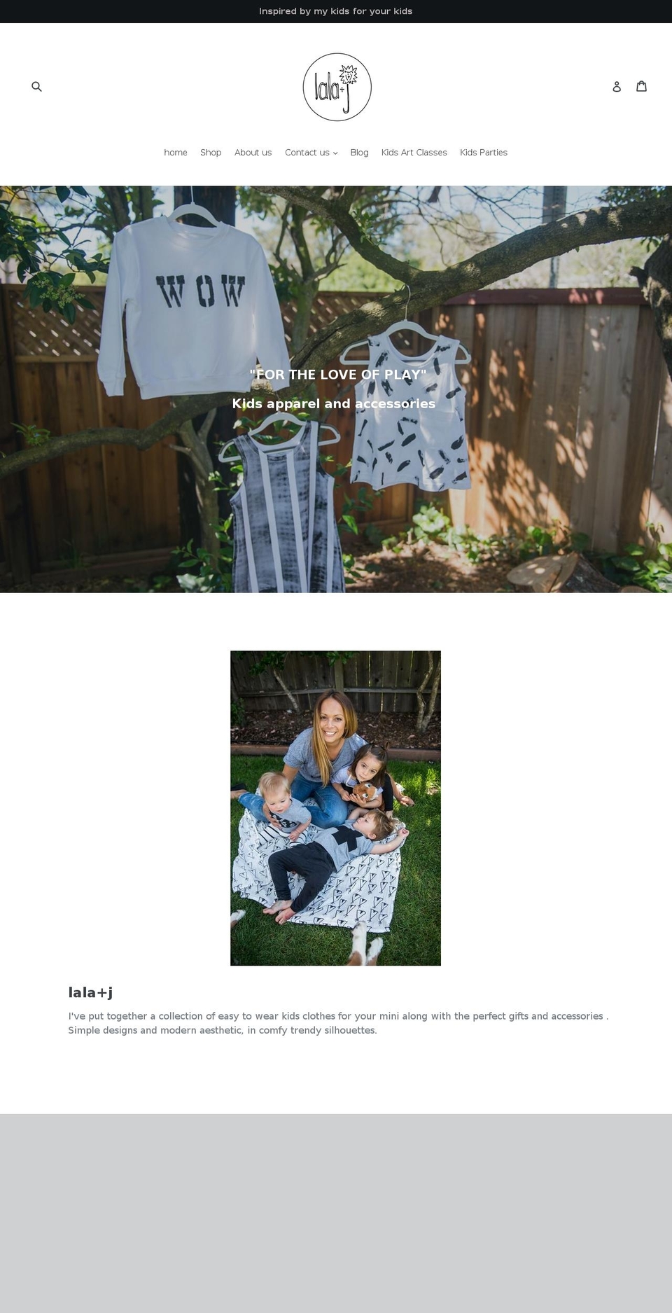 lalaandj.com — Shopify storefront screenshot