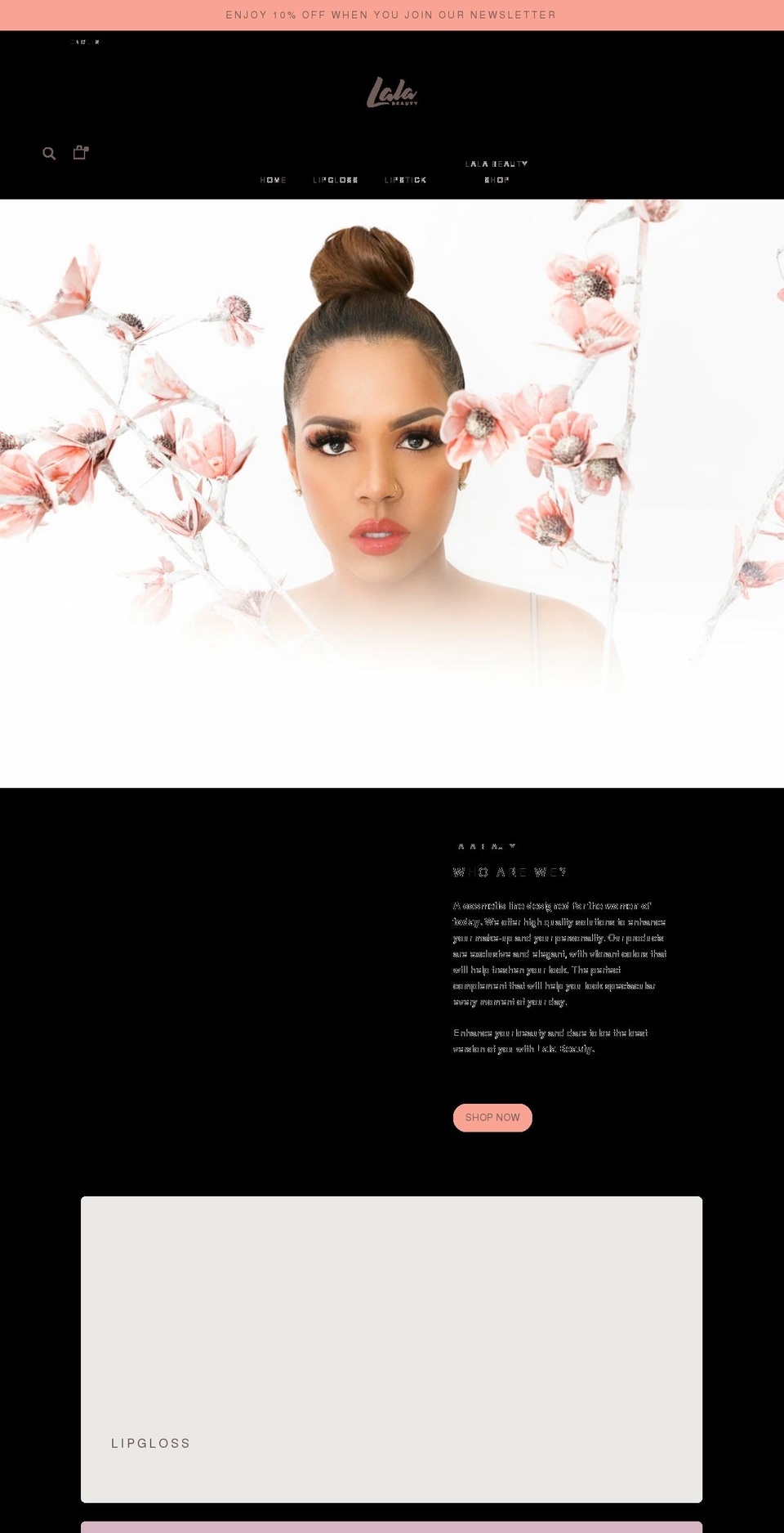 lalabeautyshop.com shopify website screenshot
