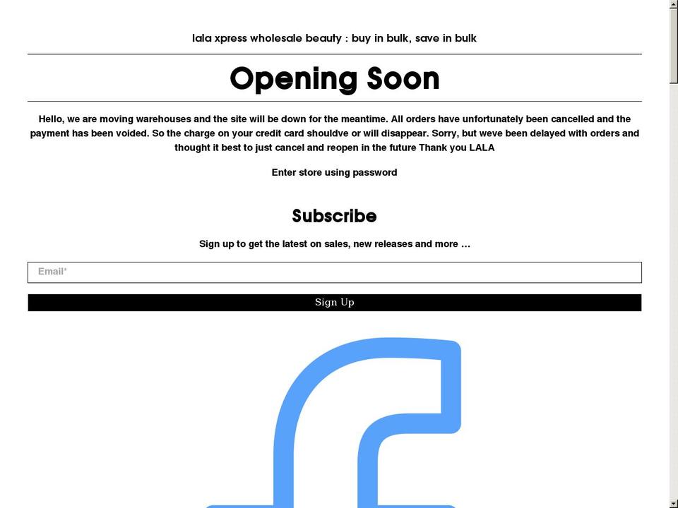 lalabeautywholesale.com — Shopify storefront screenshot