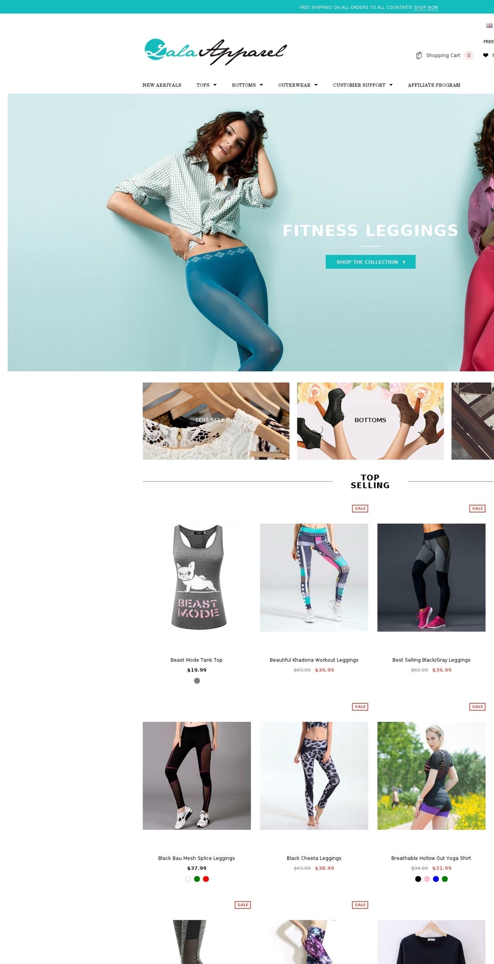 lalafitnessapparel.com shopify website screenshot