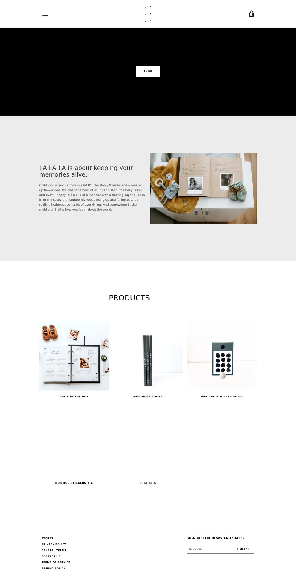 lalaladesign.com shopify website screenshot