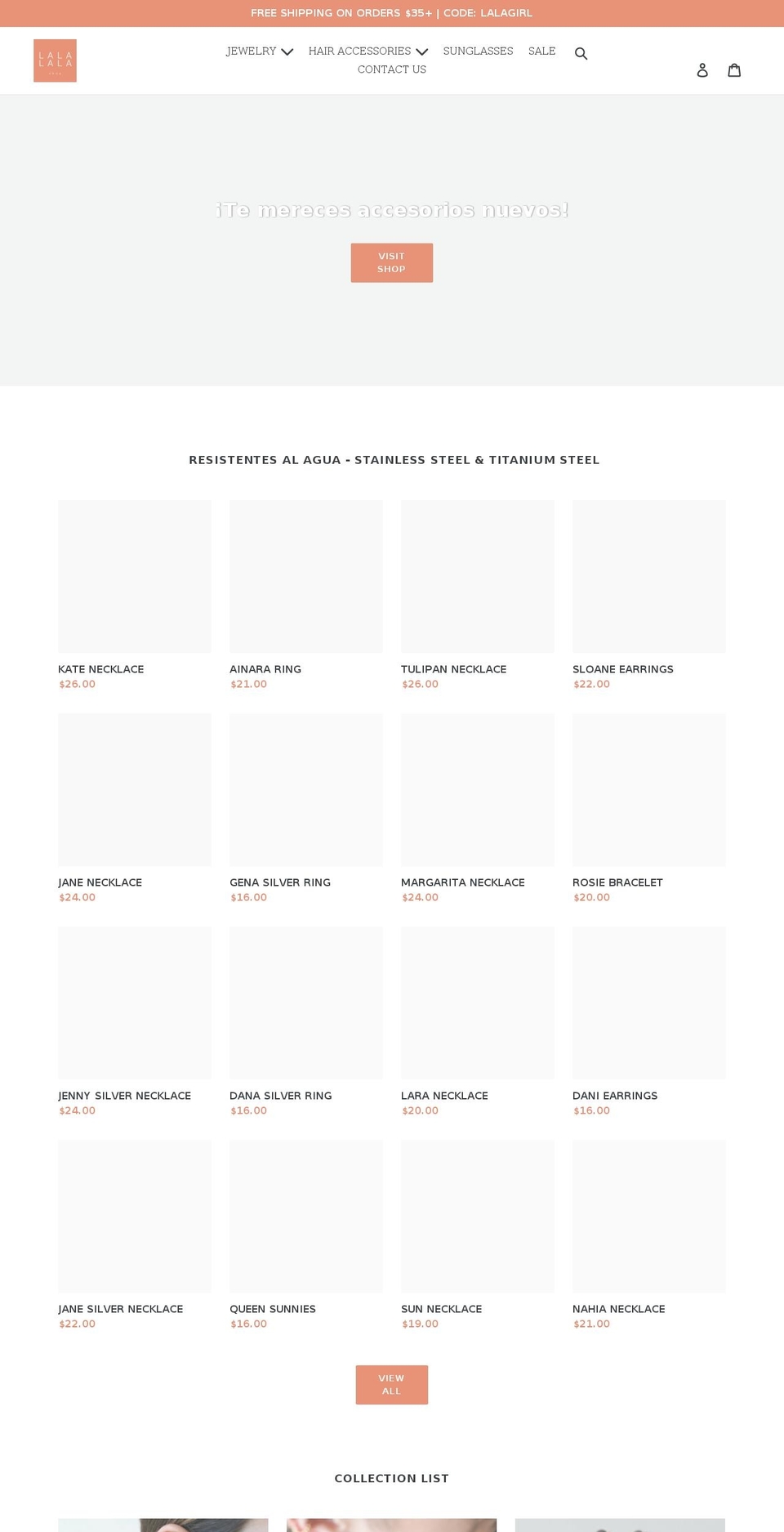 lalalalashop.com shopify website screenshot