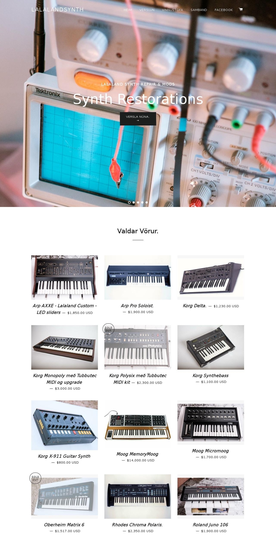 lalalandsynth.com — Shopify storefront screenshot