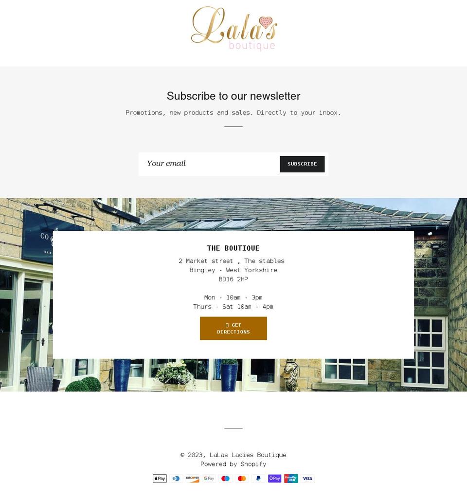 lalasboutique.co.uk shopify website screenshot