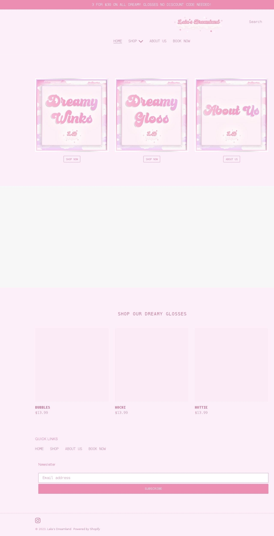 Kawaii Shopify theme site example lalasdreamland.com