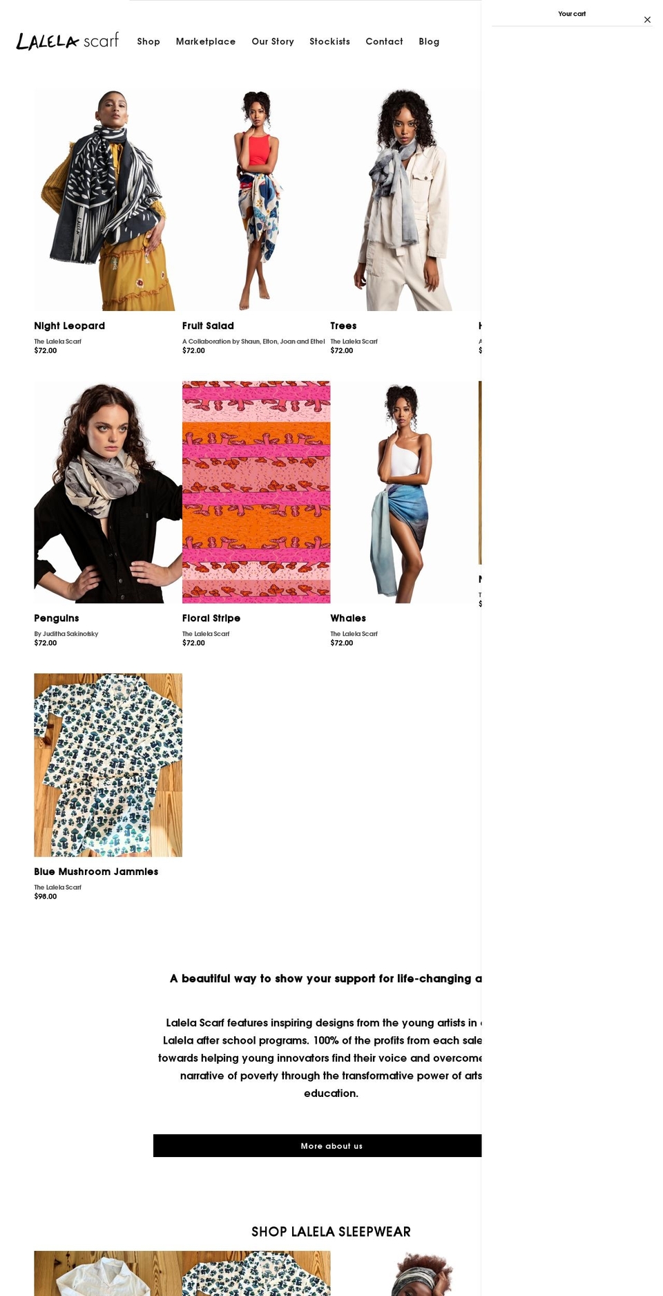 lalelascarf.org shopify website screenshot