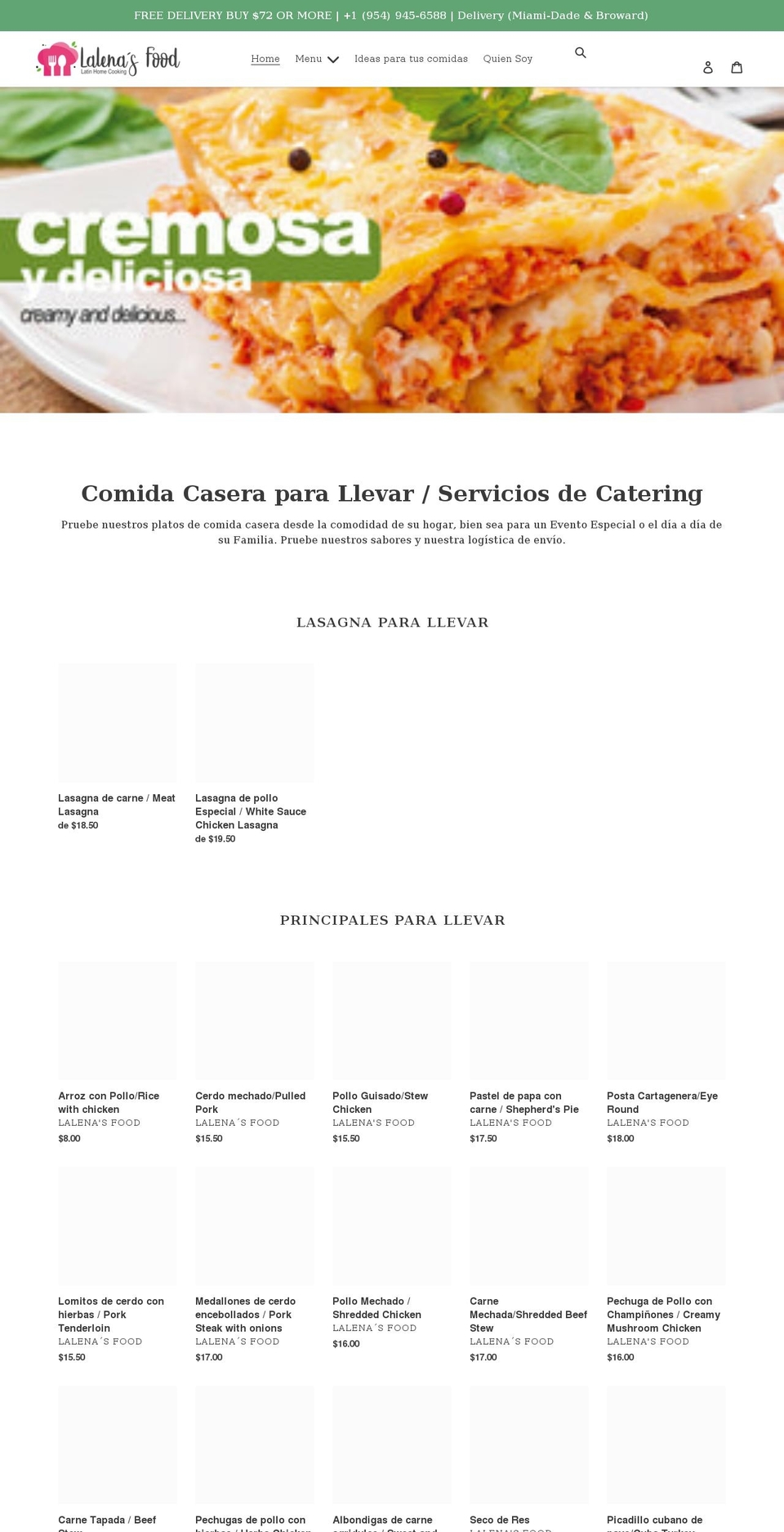 lalenasfood.com shopify website screenshot