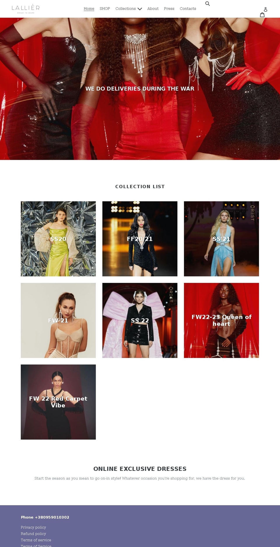 lallierdress.com — Shopify storefront screenshot