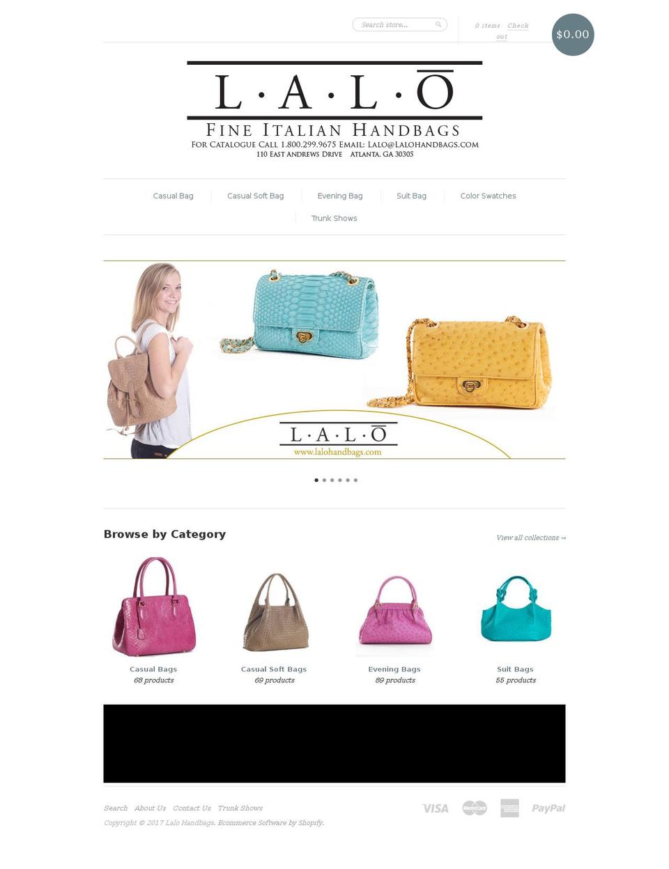 lalohandbags.com shopify website screenshot