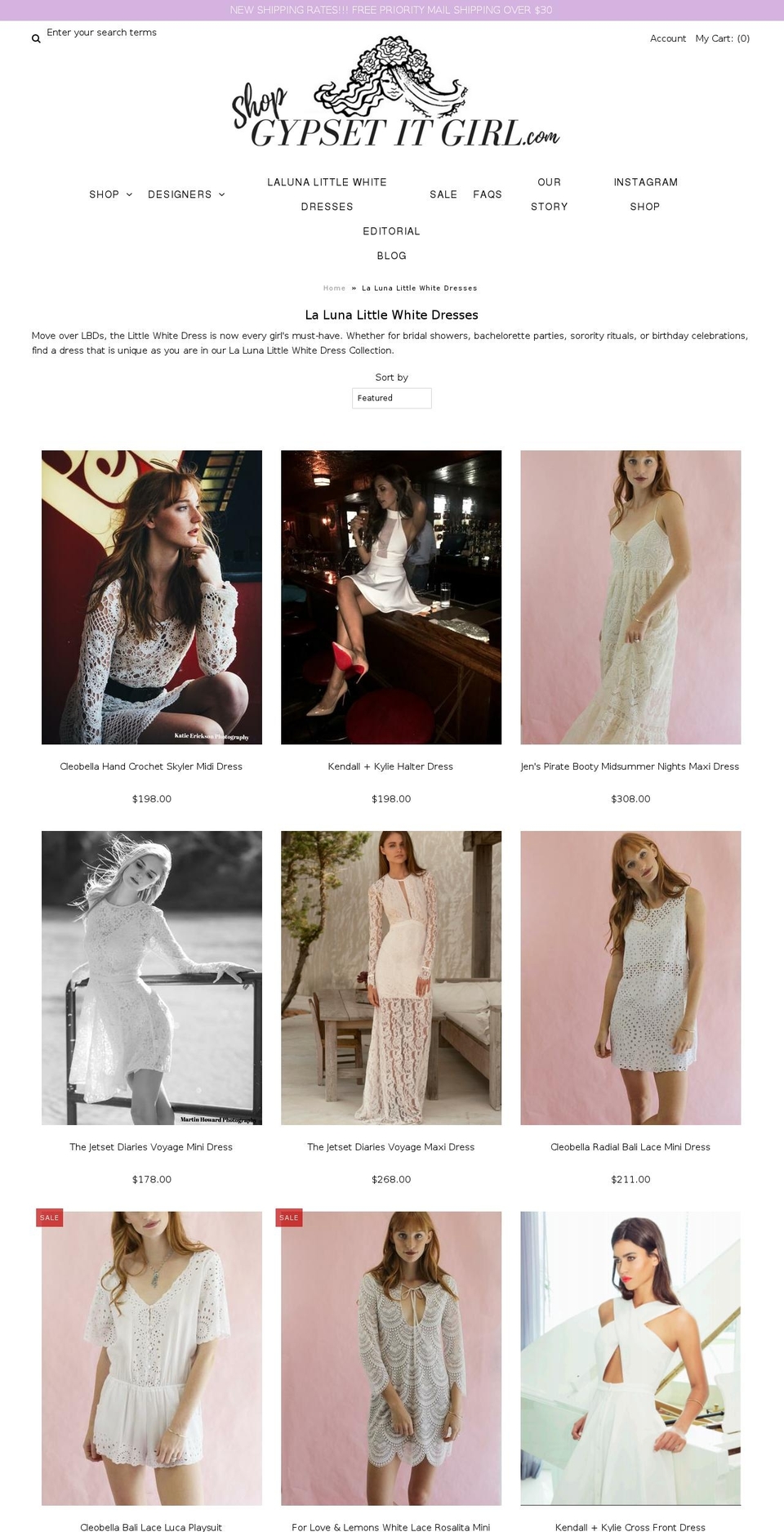 lalunalittlewhitedresses.com — Shopify storefront screenshot
