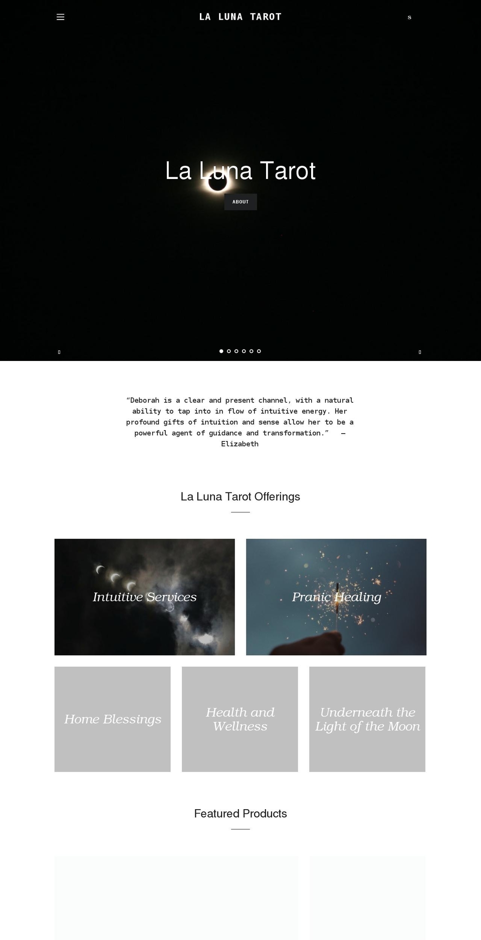 lalunatarot.com shopify website screenshot