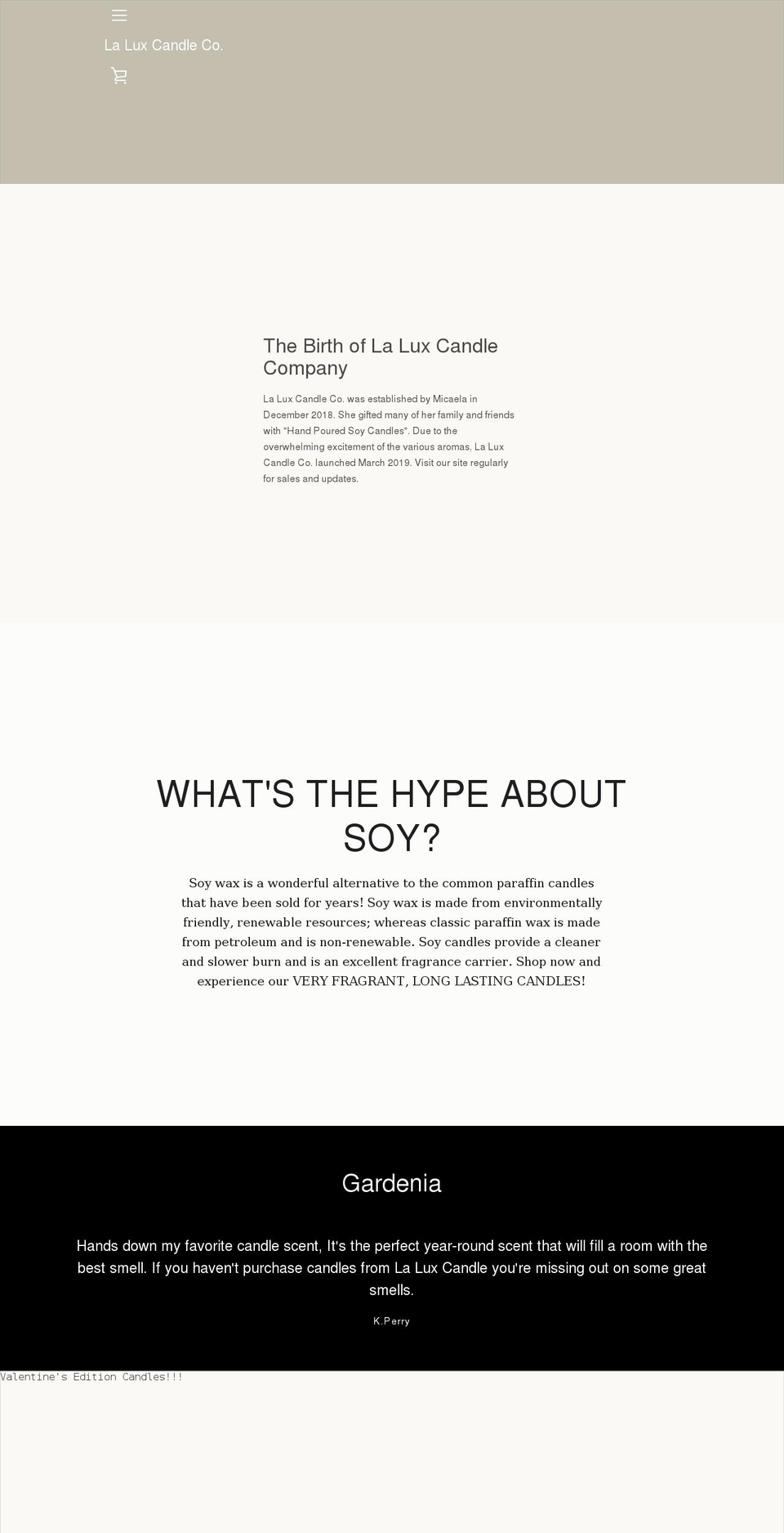 laluxcandleco.com shopify website screenshot