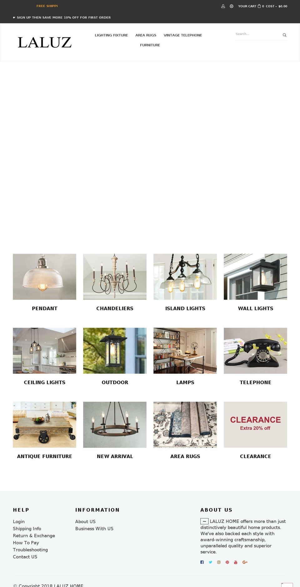 laluzhome.com — Shopify storefront screenshot