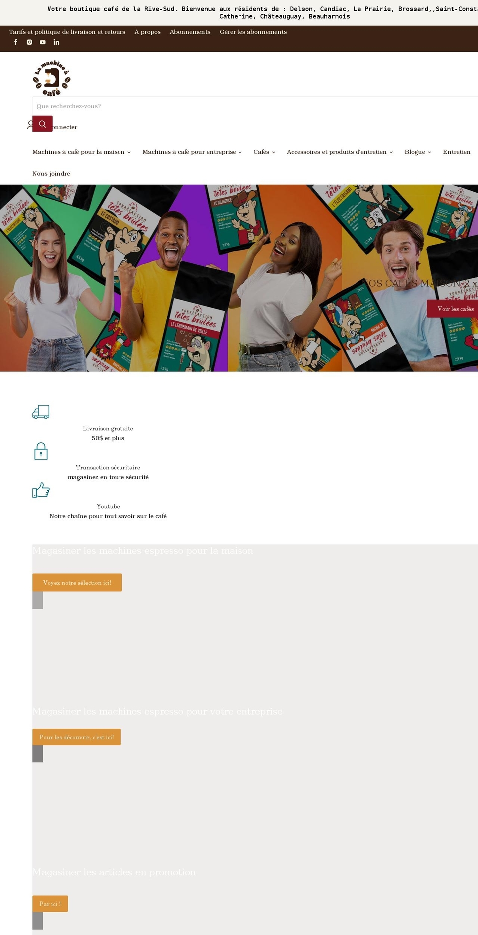 lamachineacafe.ca shopify website screenshot