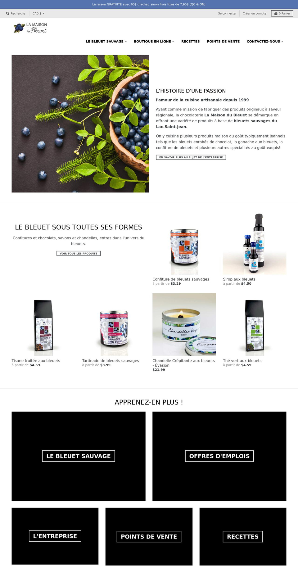 lamaisondubleuet.com shopify website screenshot