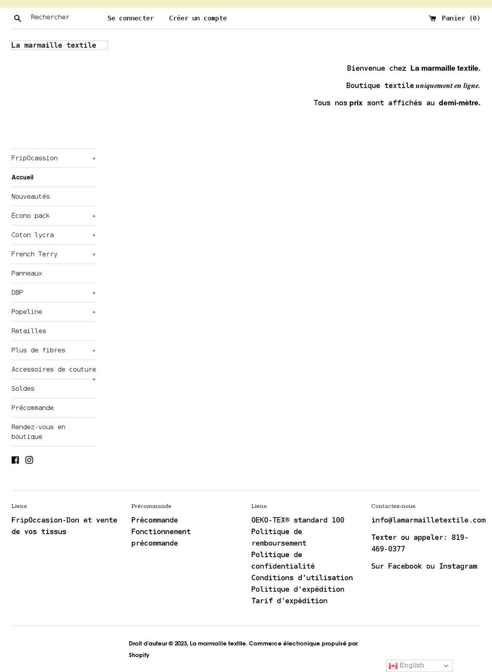 lamarmailletextile.com shopify website screenshot