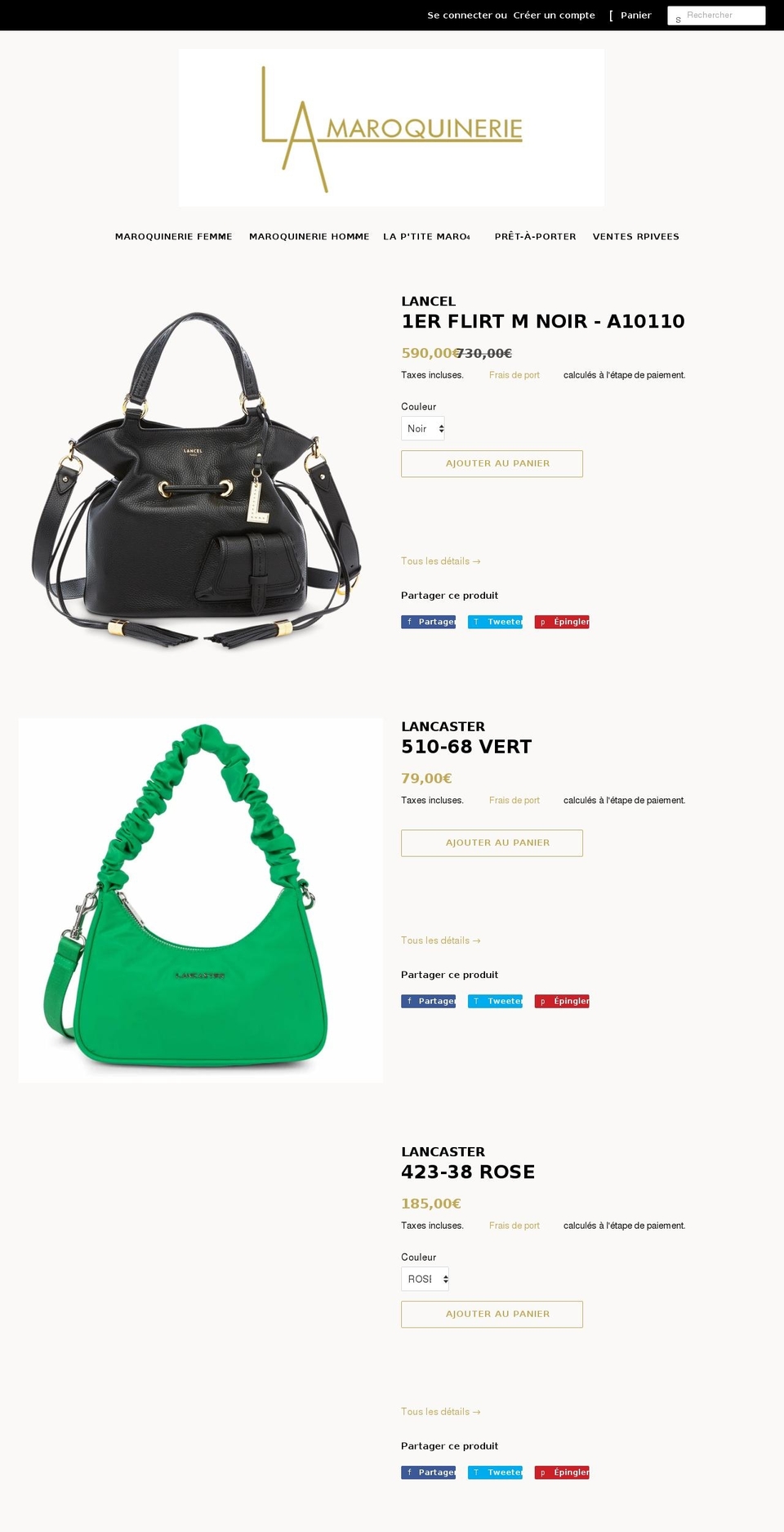lamaroquineriemontelimar.com shopify website screenshot