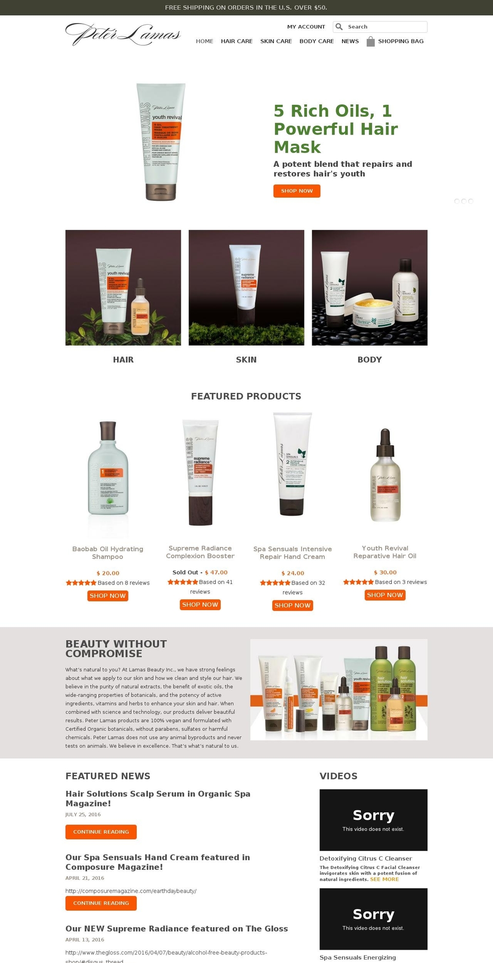 lamasbeauty.ca shopify website screenshot