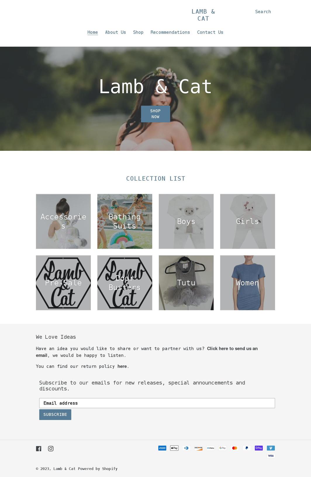 lambandcat.com shopify website screenshot