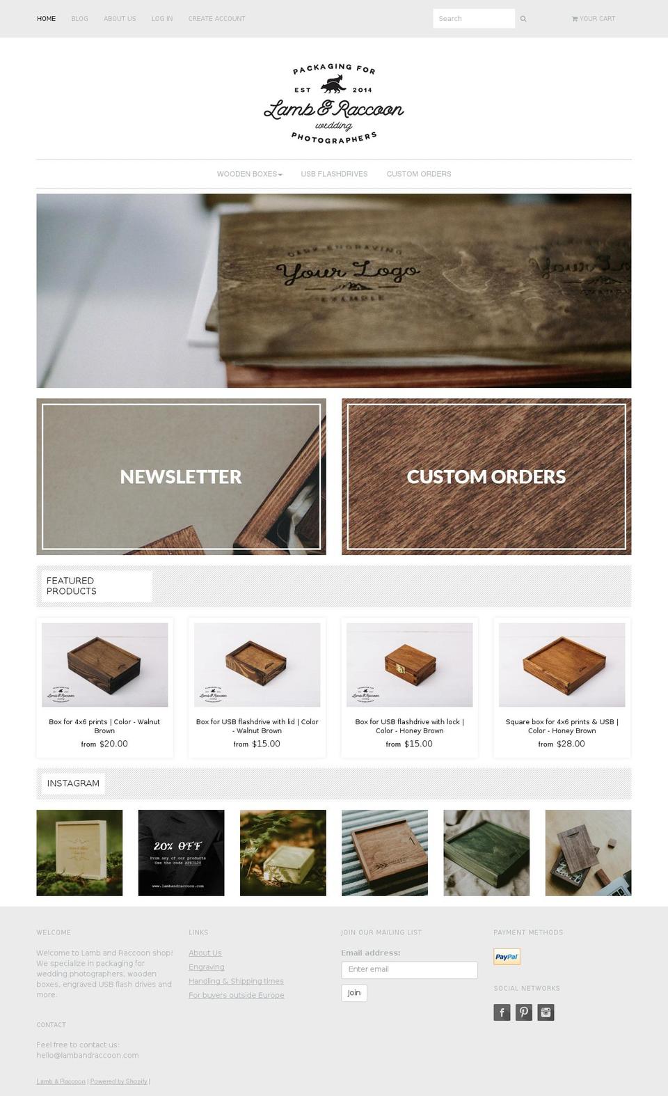 lambandraccoon.com shopify website screenshot