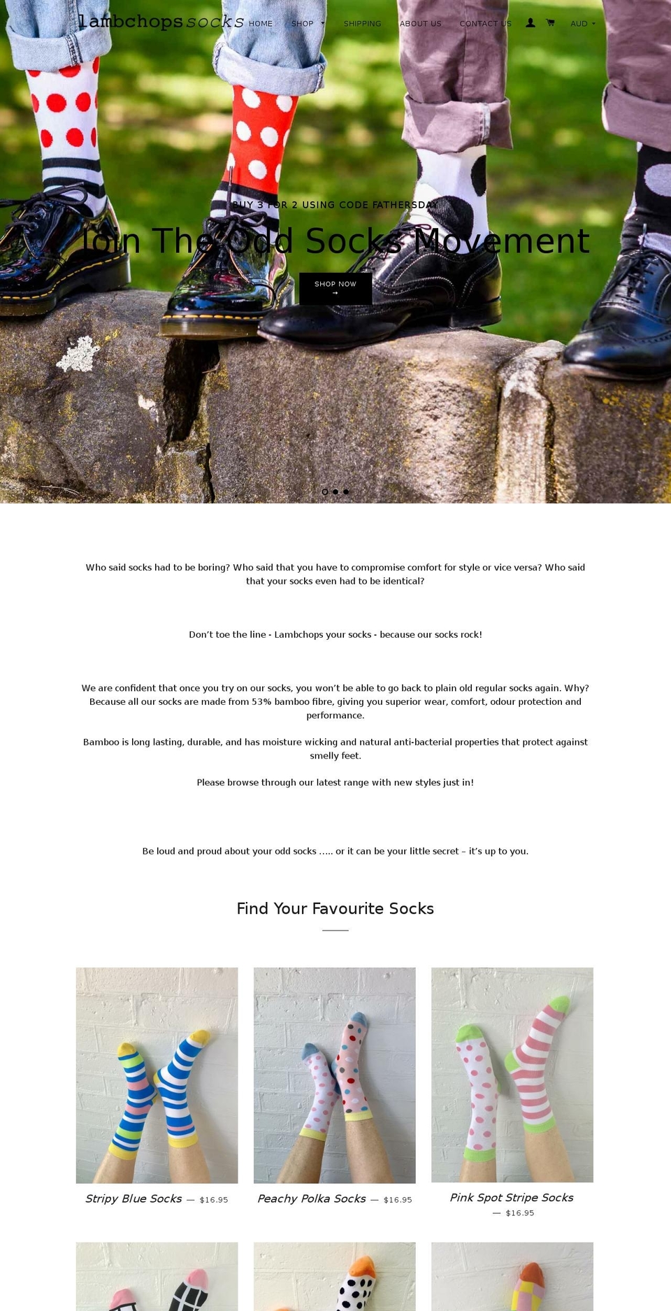 lambchopssocks.com.au shopify website screenshot