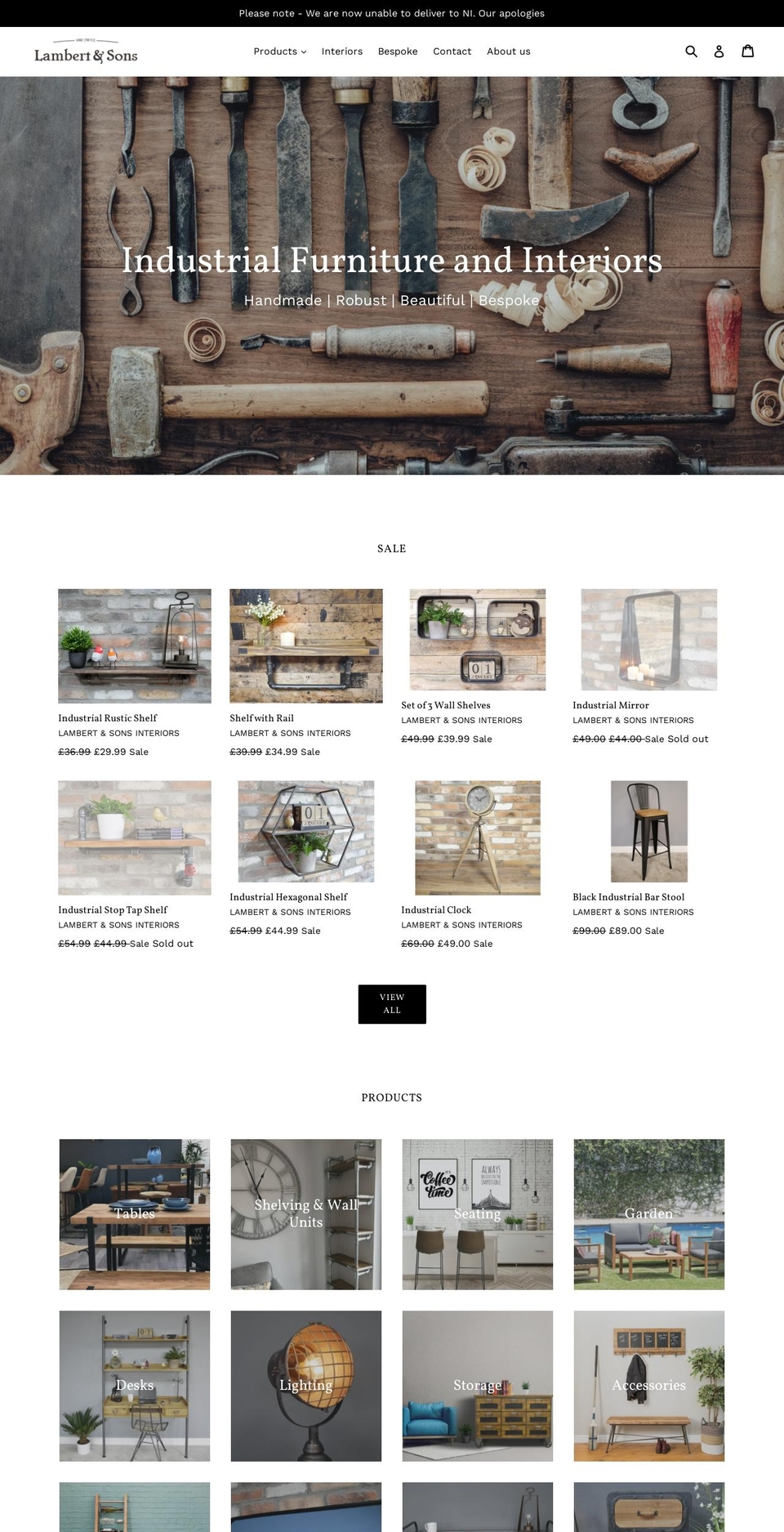 lambertandsonsinteriors.co.uk shopify website screenshot