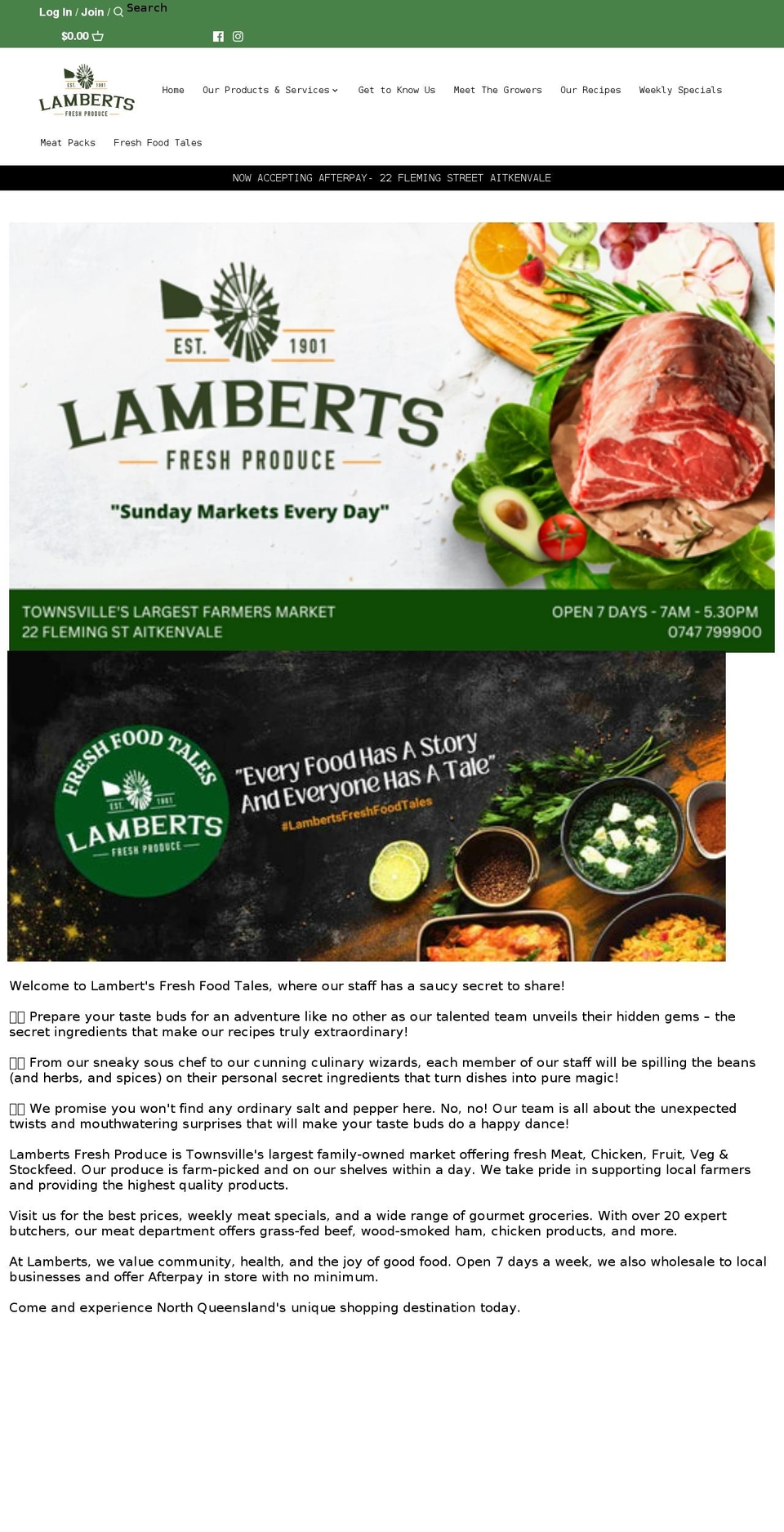 lambertsfreshproduce.com — Shopify storefront screenshot