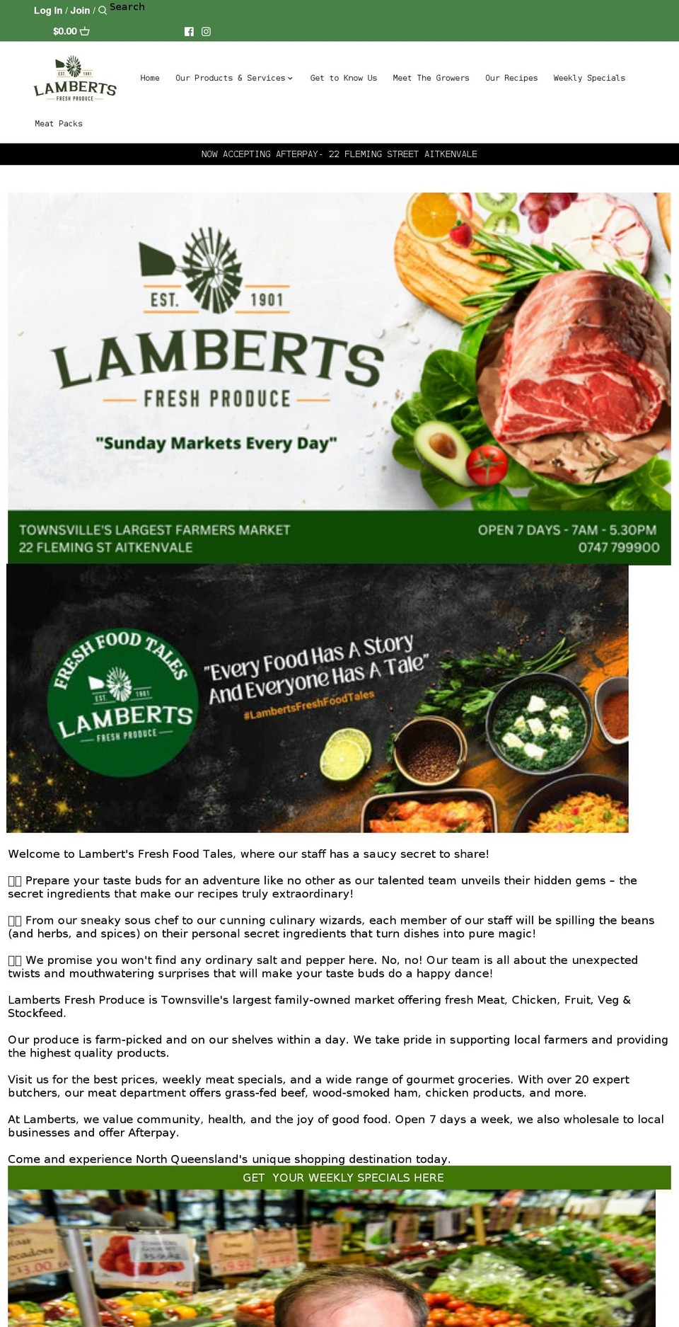 lambertsproduce.com.au shopify website screenshot