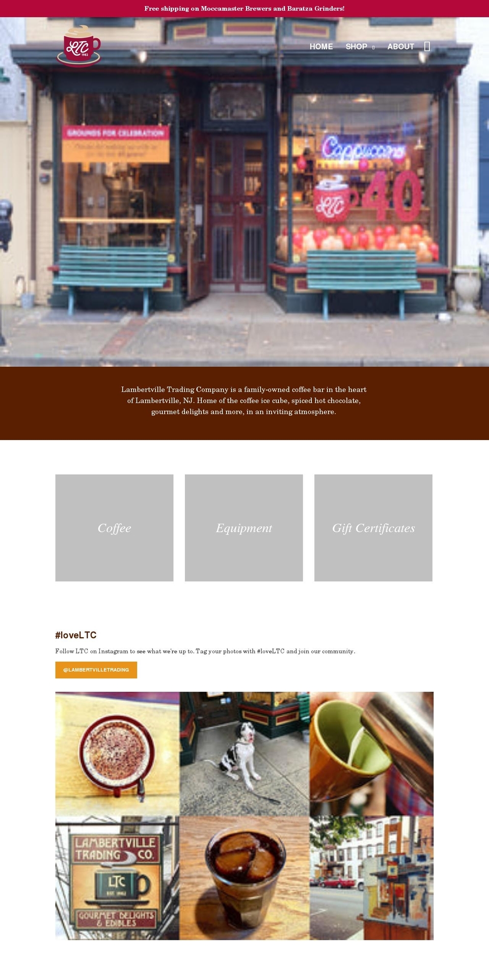 Amber Shopify theme site example lambertvilletrading.com