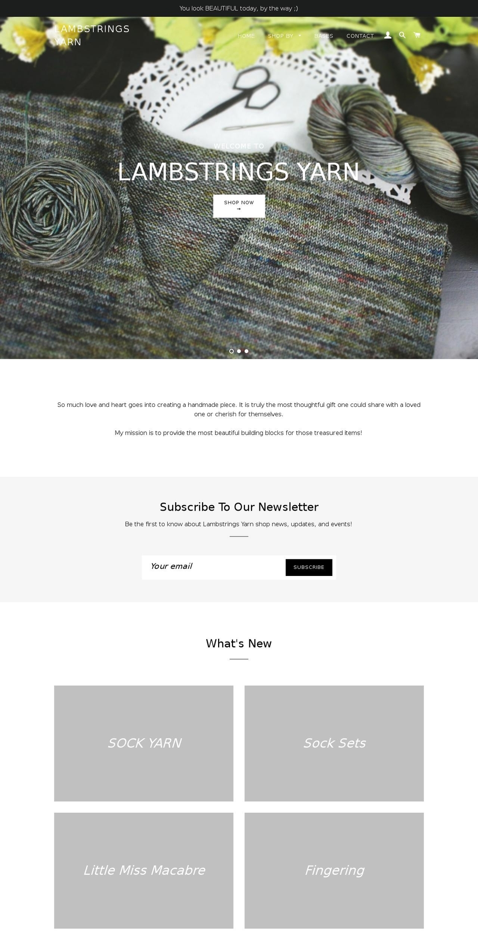 lambstringsyarn.com shopify website screenshot