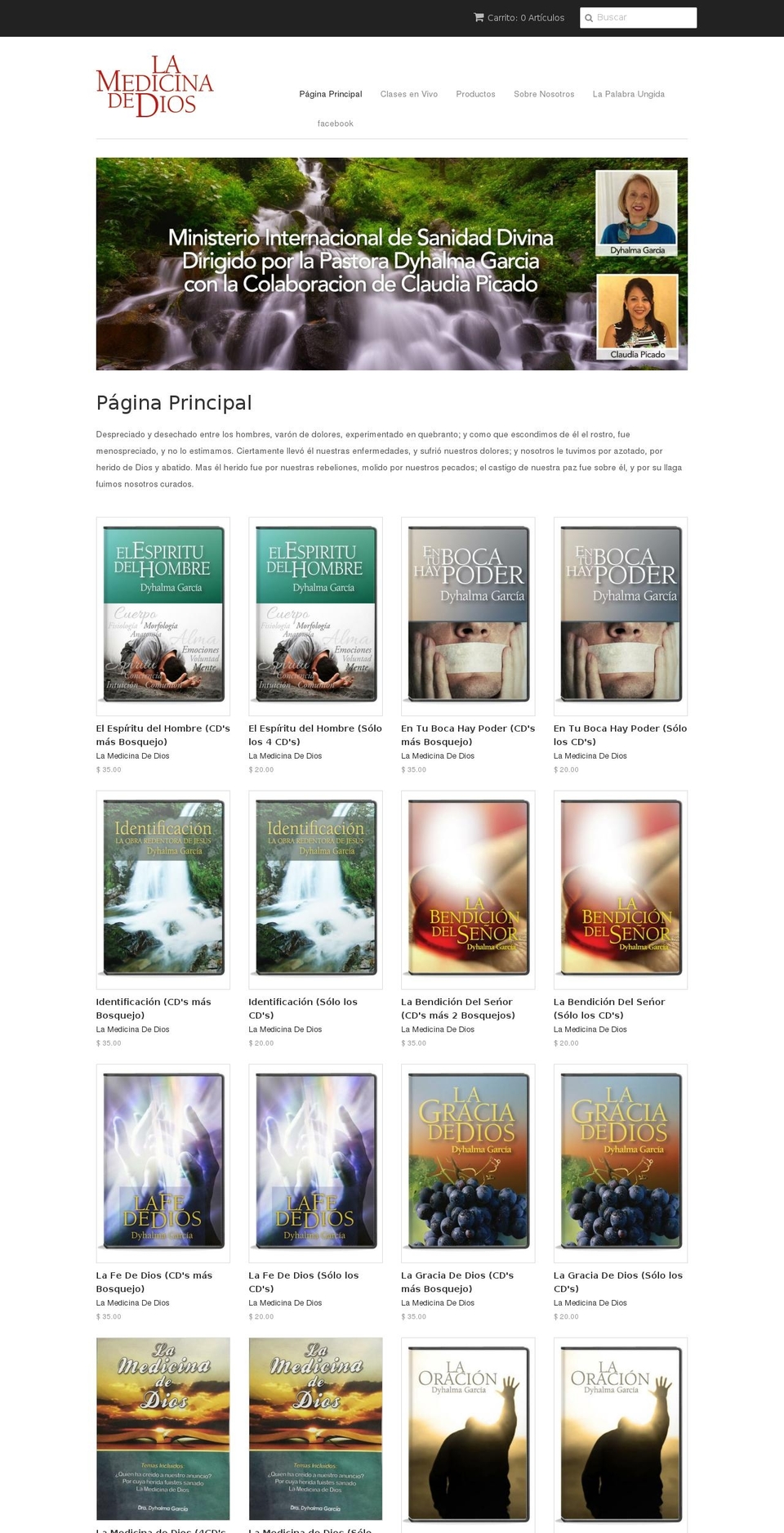 lamedicinadedios.com — Shopify storefront screenshot