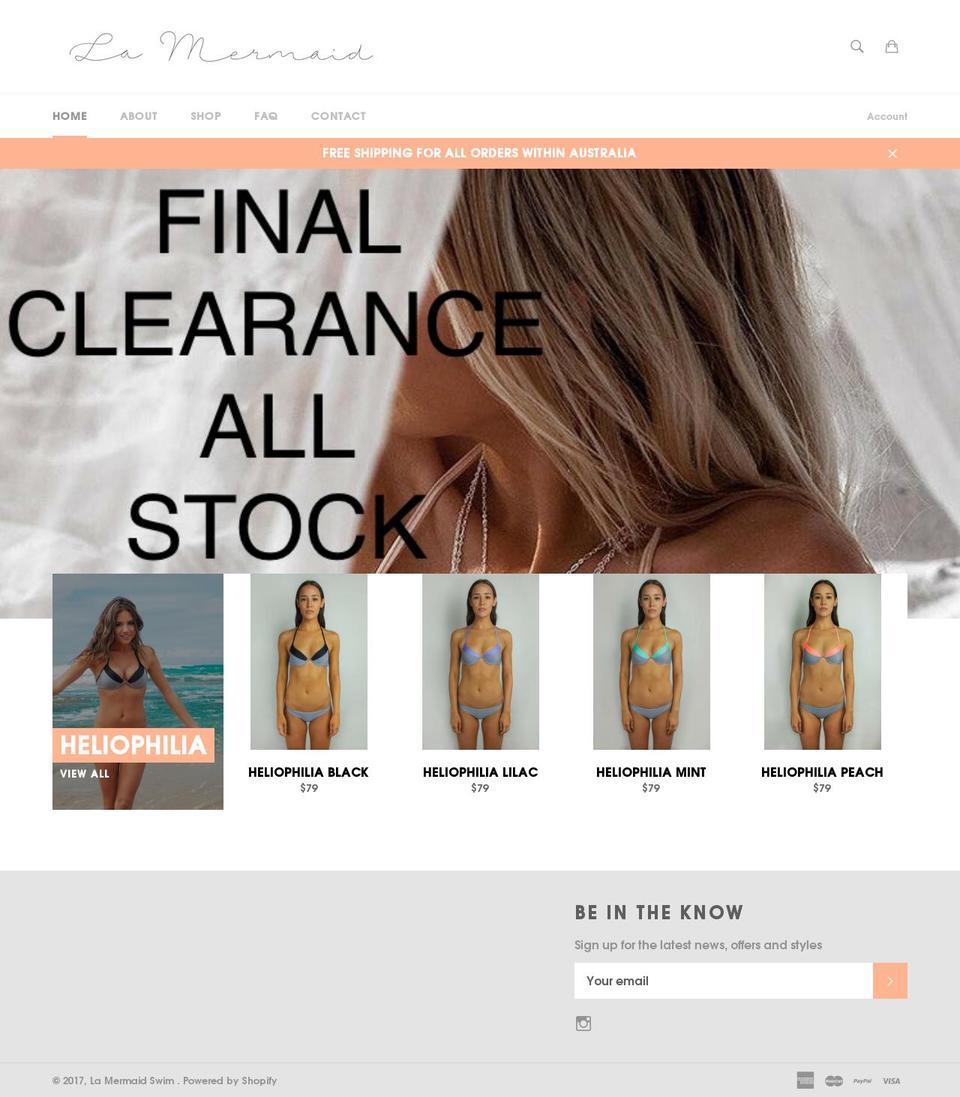 lamermaidswimwear.com shopify website screenshot
