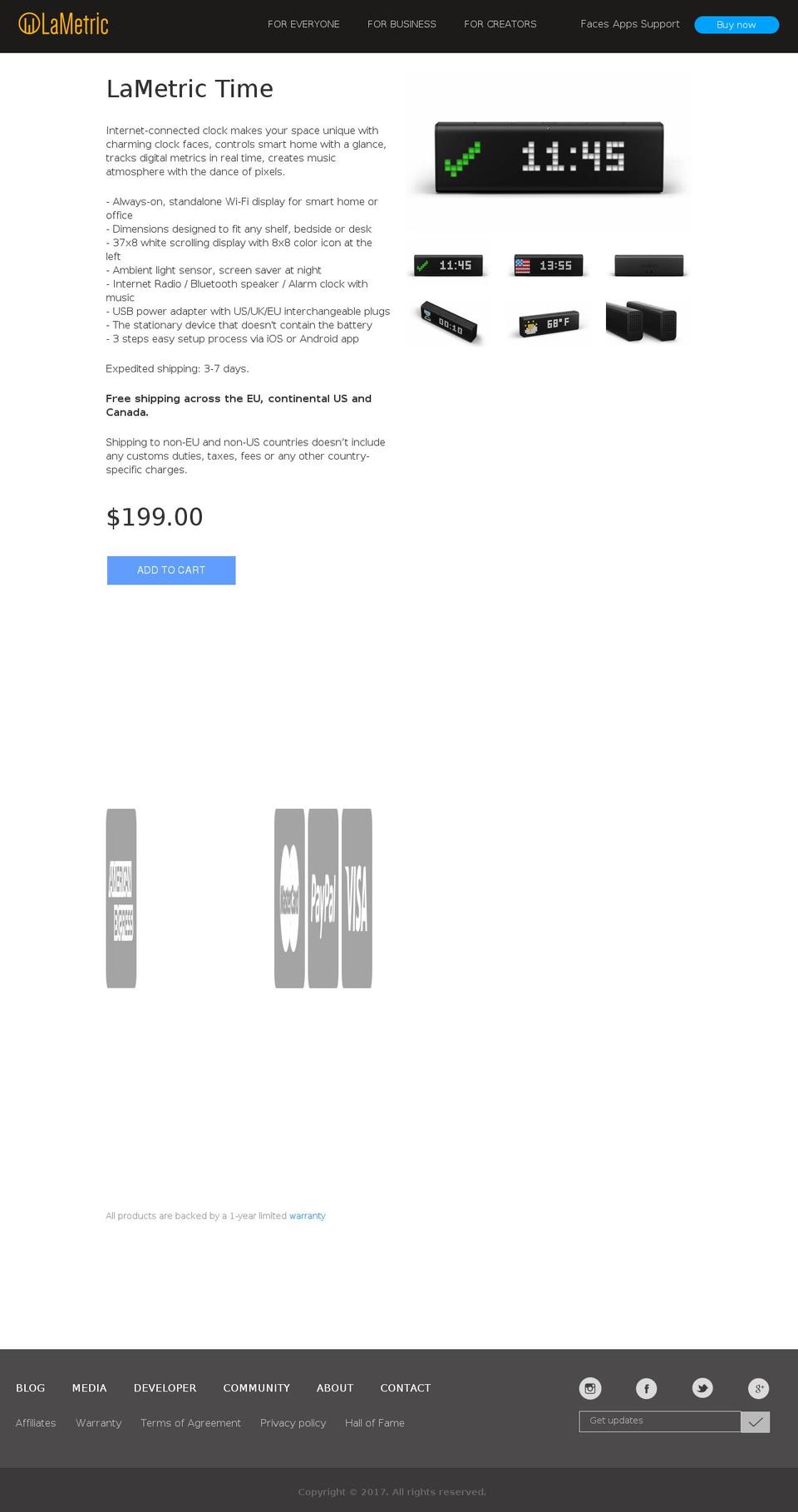 lametric.myshopify.com shopify website screenshot