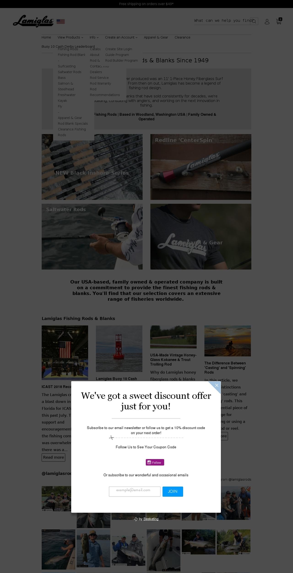 lamiglas.com — Shopify storefront screenshot