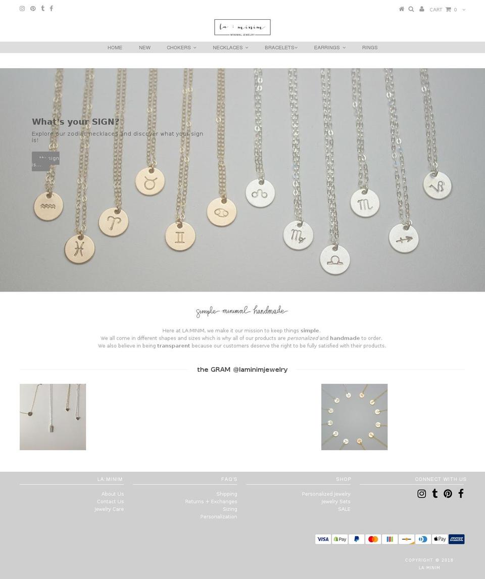 laminimjewelry.com — Shopify storefront screenshot