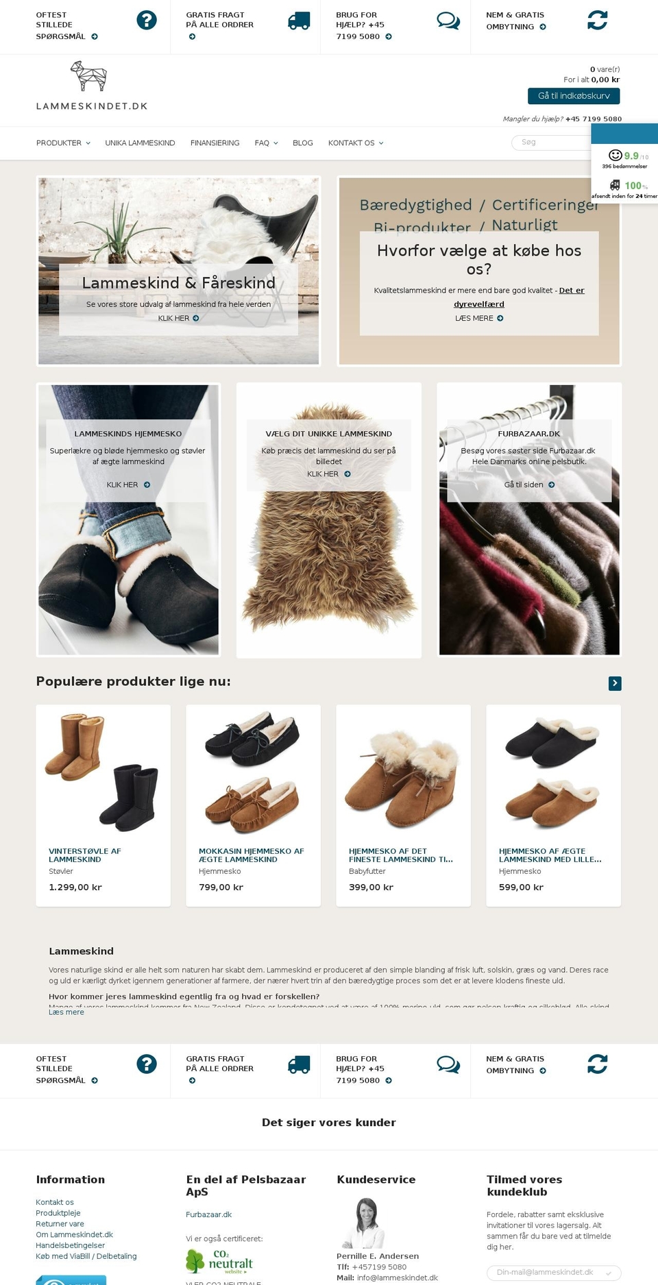 lammeskindet.com shopify website screenshot