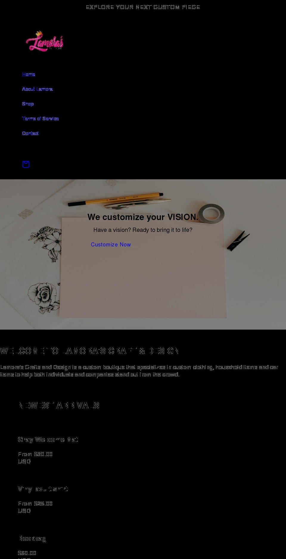lamorascraft.com shopify website screenshot