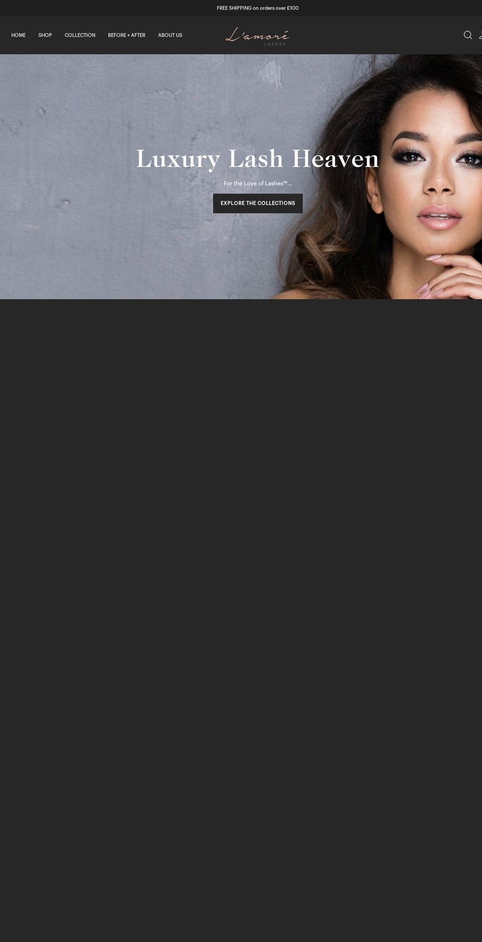 lamorelashes.com — Shopify storefront screenshot