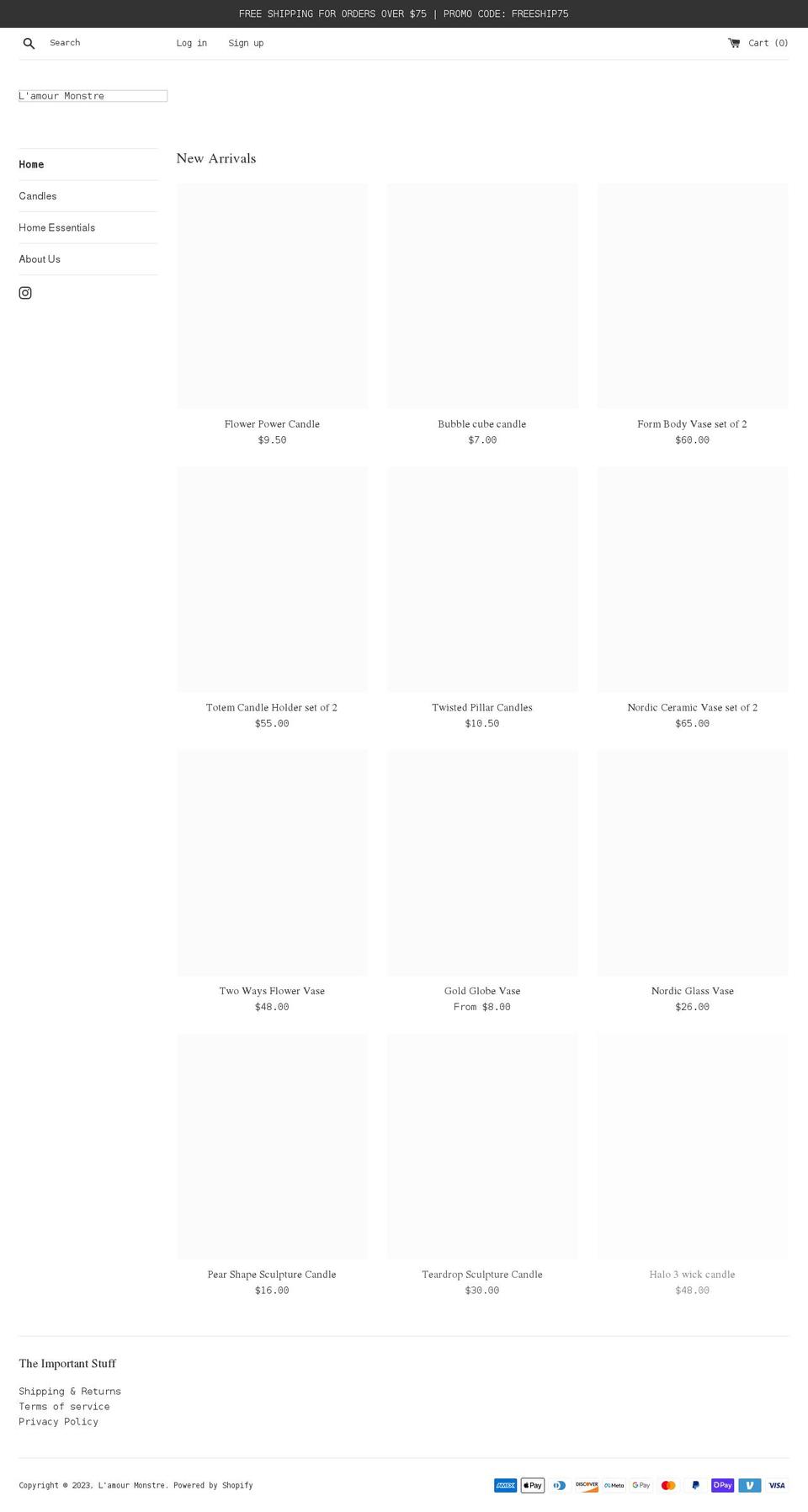 lamourmonstre.com shopify website screenshot