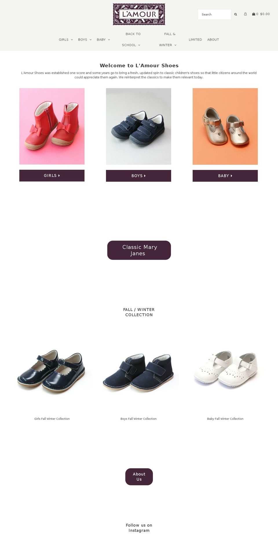 lamourshoes.com shopify website screenshot