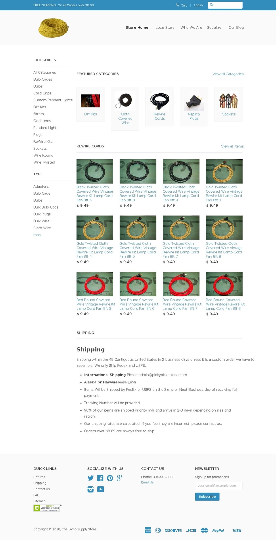 lampsupplystore.net shopify website screenshot