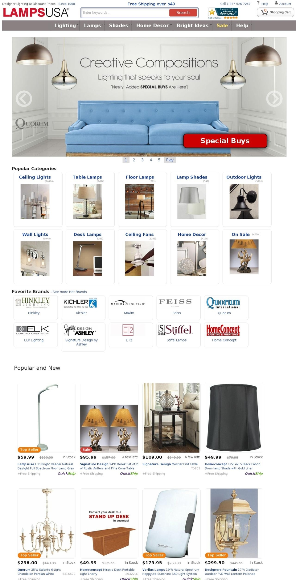 lampsusa.com shopify website screenshot