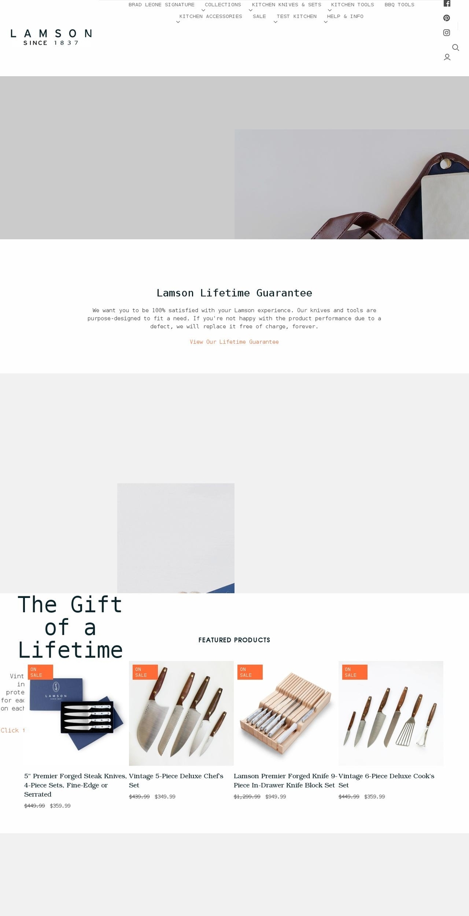 lamsoncutlery.com — Shopify storefront screenshot