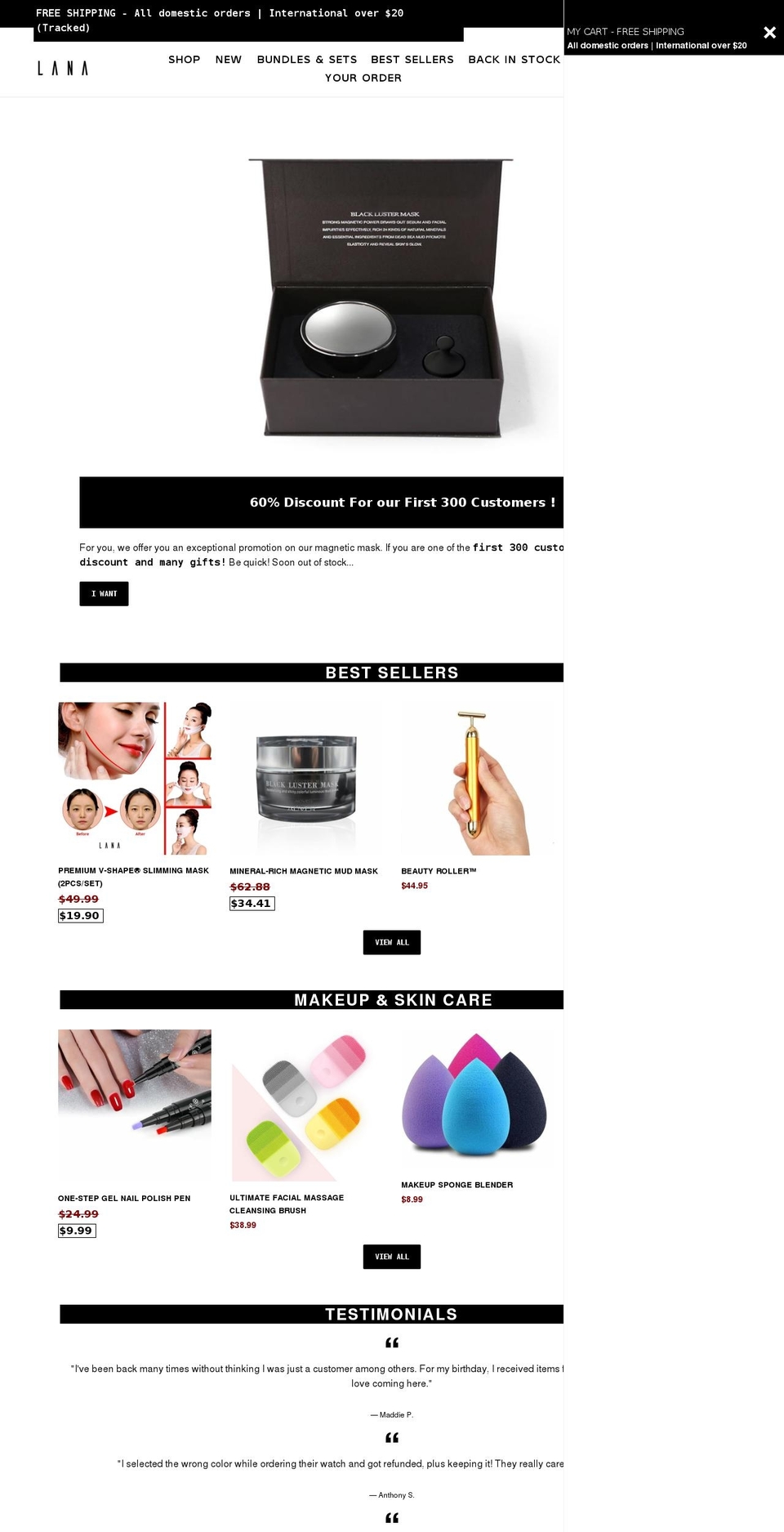 lanabeautystore.com shopify website screenshot