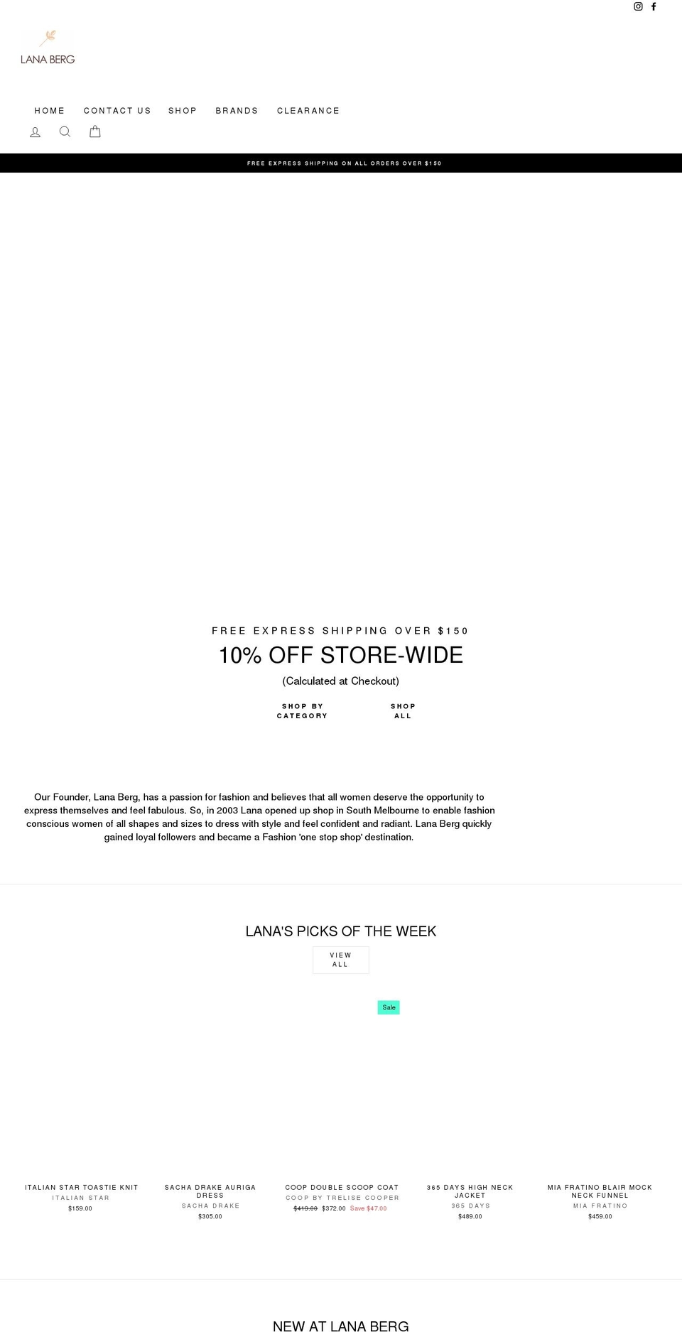 lanaberg.com.au shopify website screenshot