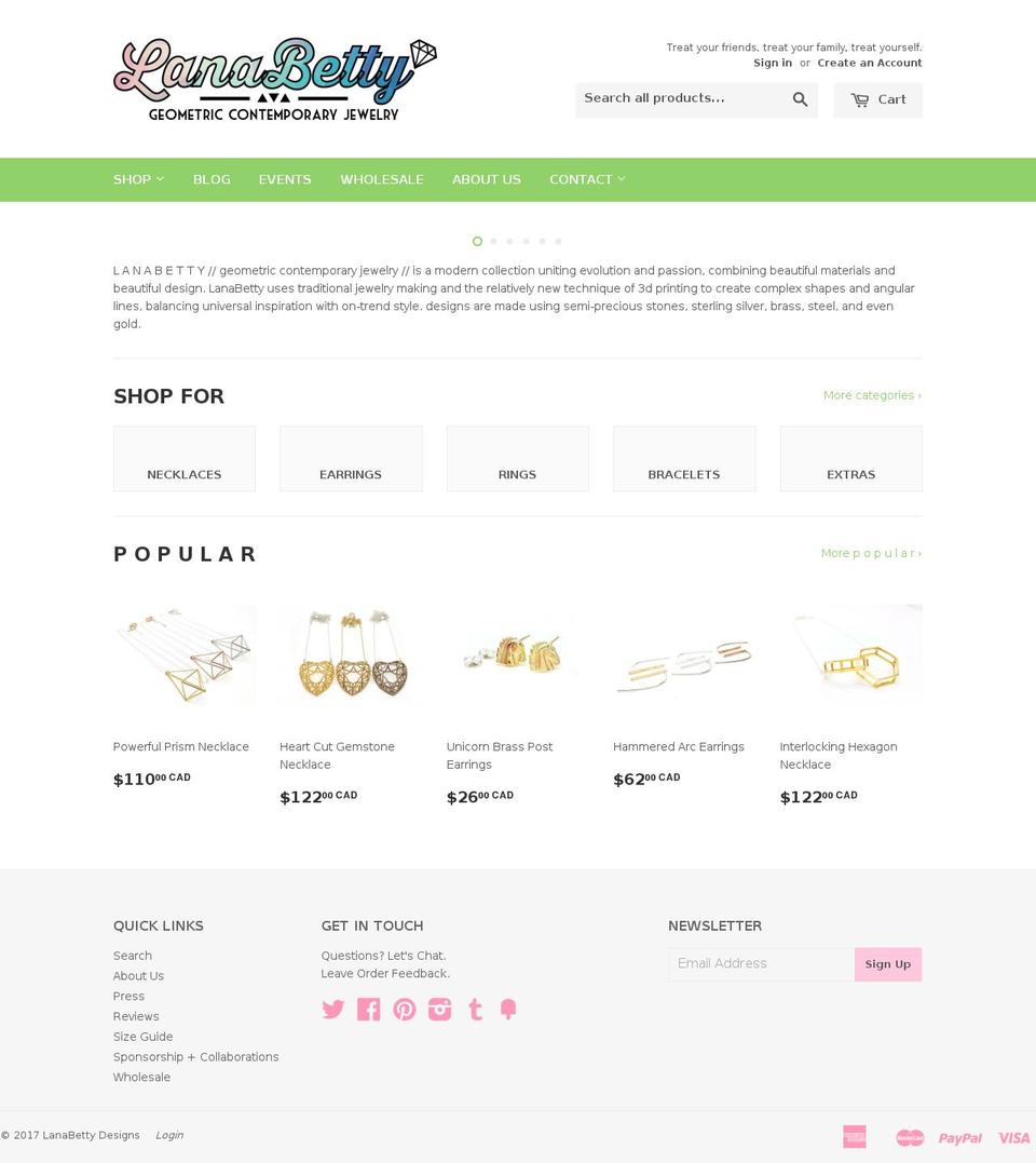 Avone Shopify theme site example lanabetty.com